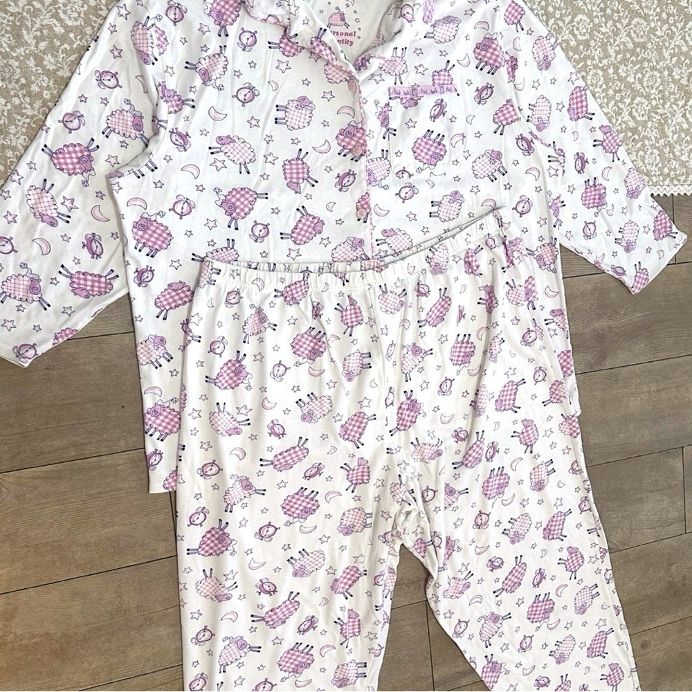 Sears White and Purple Sheep Print Pajama Set - Two-Piece Sleepwear - Picture 2 of 16